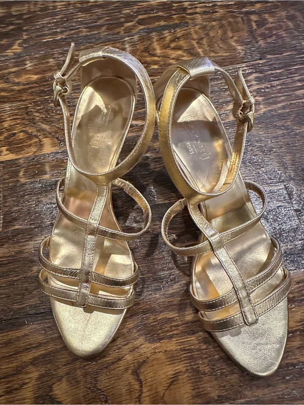 Coach Metallic Gold Strappy High Heel Sandals